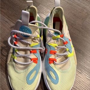 Nike Multicolor Kids Sneakers — Cream, Blue, Neon Yellow & Orange